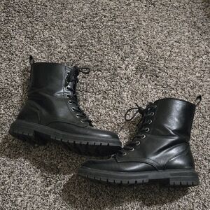 Black Lace-Up Combat Boots
